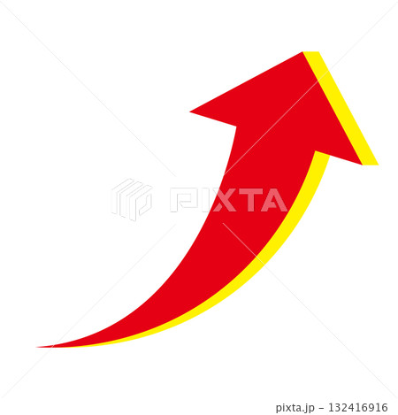 右肩上がりのシンプルな矢印のイラスト　白背景 132416916