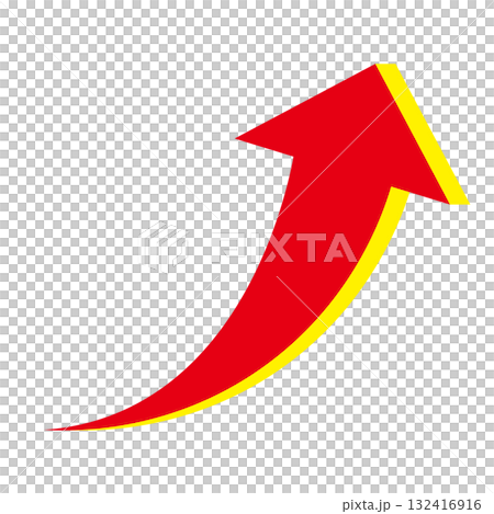 右肩上がりのシンプルな矢印のイラスト　白背景 132416916