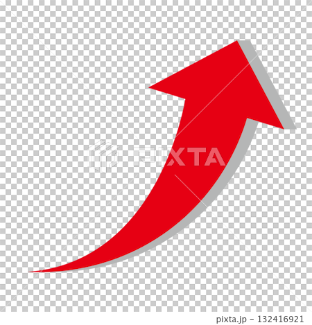 右肩上がりのシンプルな矢印のイラスト　白背景 132416921