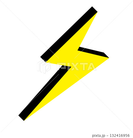 稲妻 シンプルでフラットなイラスト 白背景 稲妻 シンプルでフラットなイラスト 白背景 132416956