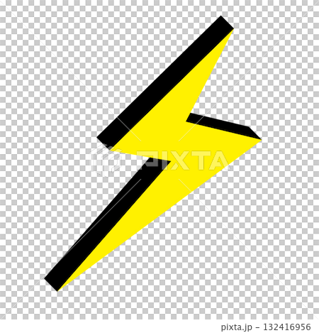 稲妻 シンプルでフラットなイラスト 白背景 稲妻 シンプルでフラットなイラスト 白背景 132416956
