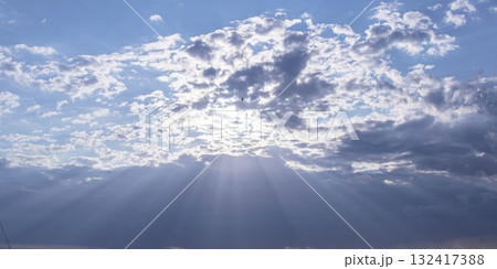 Overcast sky with thick clouds. Overcast sky with dynamic cloud formations. 132417388