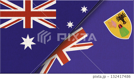 Flags of Australia and Turks and Caicos Islands. Australian National flags 132417486