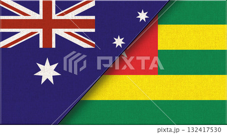 Flags of Australia and Togo. Australian and Togolese Republic National flags 132417530