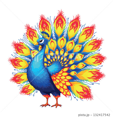 Vsai colorful peacock showing its beautiful plumage 132417542