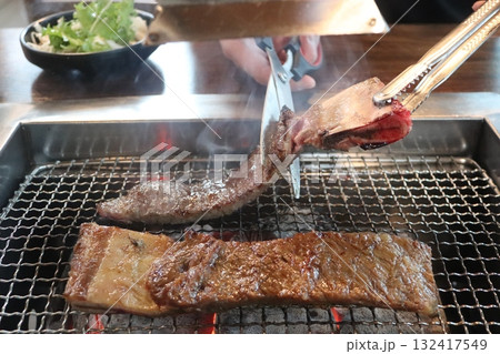 Korean food. Marinated beef ribs bbq 132417549