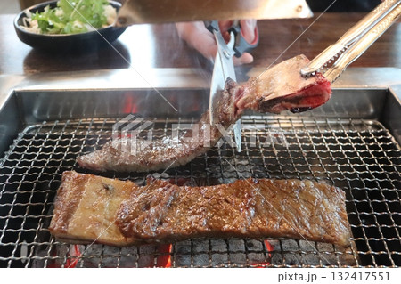 Korean food. Marinated beef ribs bbq 132417551