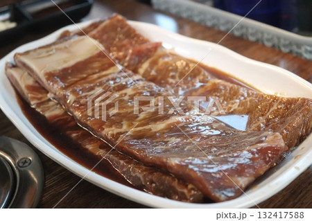 Korean food. Marinated beef ribs bbq 132417588