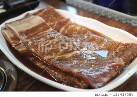 Korean food. Marinated beef ribs bbq Korean food. Marinated beef ribs bbq 132417589