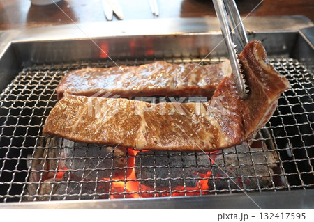 Korean food. Marinated beef ribs bbq 132417595