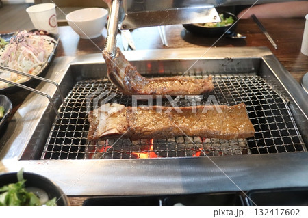 Korean food. Marinated beef ribs bbq 132417602