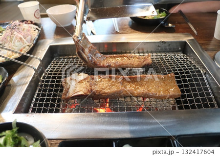 Korean food. Marinated beef ribs bbq 132417604