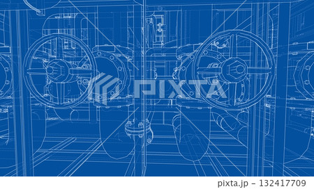 Industrial Blueprint with Valves. Vector Industrial Blueprint with Valves. Vector 132417709