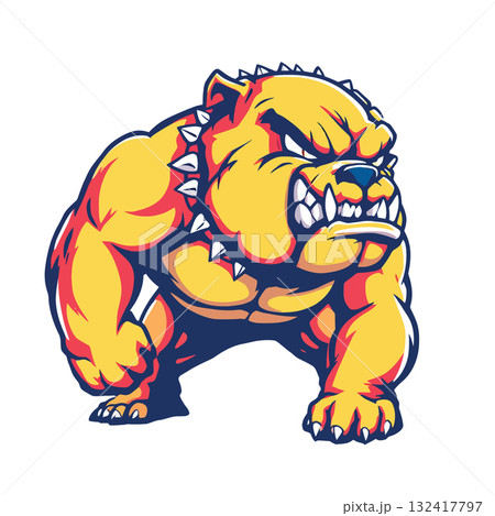 Vsai angry bulldog mascot character showing strength and aggression 132417797