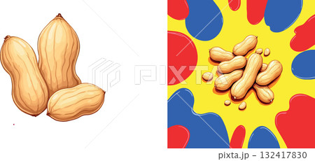 Vsai peanuts with colorful pop art splash background Vsai peanuts with colorful pop art splash background 132417830