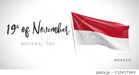 Monaco national day vector banner, greeting card 132417943