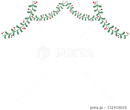 水彩画風クリスマスフレーム｜ナチュラルなクリスマスデザイン・おしゃれで上品な冬の飾り枠 132418028