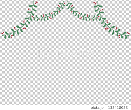 水彩画風クリスマスフレーム｜ナチュラルなクリスマスデザイン・おしゃれで上品な冬の飾り枠 132418028