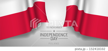 Poland happy independence day greeting card, banner with template text vector illustration 132418102