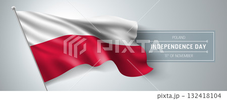 Poland happy independence day greeting card, banner vector illustration 132418104