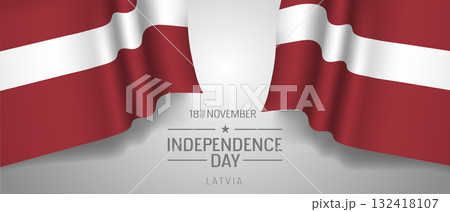 Latvia happy independence day greeting card, banner with template text vector illustration 132418107