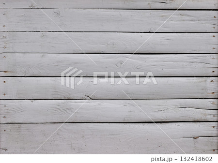 White wooden wall texture showing rustic painted boards 132418602