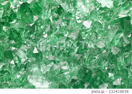 Cluster of emerald green quartz crystals Cluster of emerald green quartz crystals 132418636