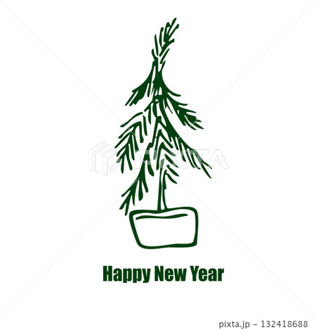 Happy New Year card with tree Happy New Year card with tree 132418688