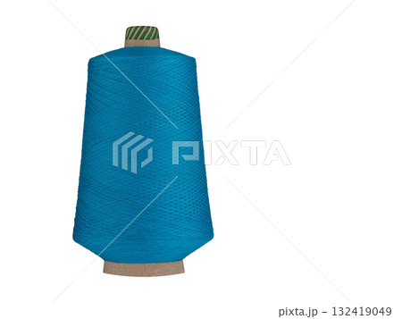 Blue Thread Spool on White Background 132419049