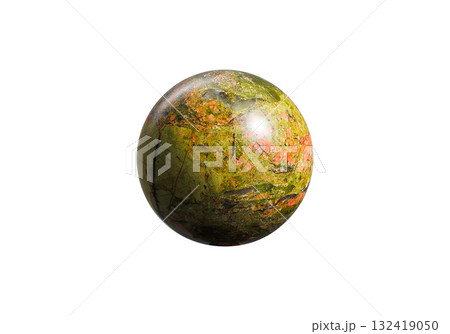 Polished Unakite Sphere on White Background Polished Unakite Sphere on White Background 132419050