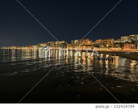 reflections mirror tranquil urban night, nighttime cityscape reflected on shimmering waters 132419784