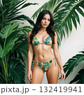 beautiful woman in a tropical pattern bikini 132419941