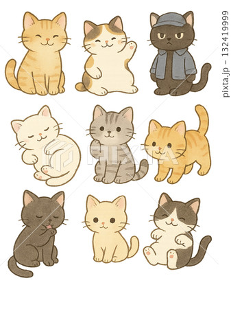 かわいい猫のイラストセット 132419999