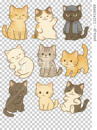 かわいい猫のイラストセット 132419999