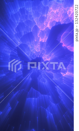 Abstract blue cracked texture emitting radiant light rays and glowing energy bursts 132420722