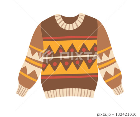 Knitted sweater aesthetic geometric print 132421010