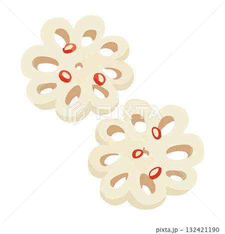 酢れんこん 水彩風手描きベクターイラスト 酢れんこん 水彩風手描きベクターイラスト 132421190