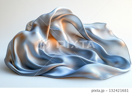Promoting accessories or upscale fashion designs. Elegant silk scarf in natural tones with soft, flowing folds, highlighting its luxurious texture against a white background. Fashion and accessories Promoting accessories or upscale fashion designs. Elegant silk scarf in natural tones with soft, flowing folds, highlighting its luxurious texture against a white background. Fashion and accessories 132421681