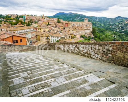 Skyline of Perugia from the Scalette delle Prome, central Italy Skyline of Perugia from the Scalette delle Prome, central Italy 132422398