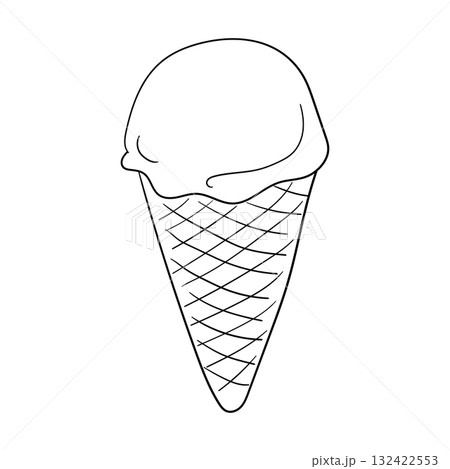 手描きアイスクリームの線画イラスト 手描きアイスクリームの線画イラスト 132422553