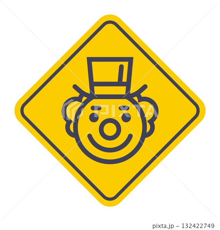 Linear black icon of a clown with a hat. Linear black icon of a clown with a hat. 132422749