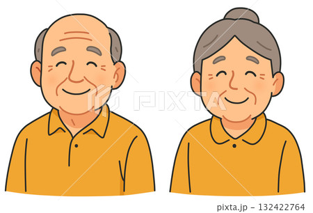 微笑むお年寄りの上半身「AI生成画像」 132422764