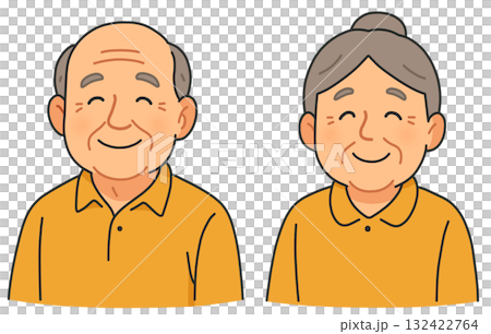 微笑むお年寄りの上半身「AI生成画像」 132422764