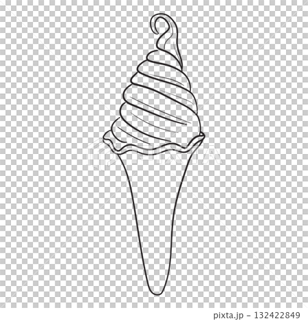 Hand-drawn line drawing of soft serve ice cream Hand-drawn line drawing of soft serve ice cream 132422849