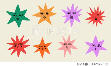 Hand drawn Christmas star decoration cartoon characters 132422886