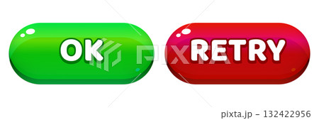 Game Interface Buttons. Green OK and Red Retry Icons for Mobile App UI Game Interface Buttons. Green OK and Red Retry Icons for Mobile App UI 132422956