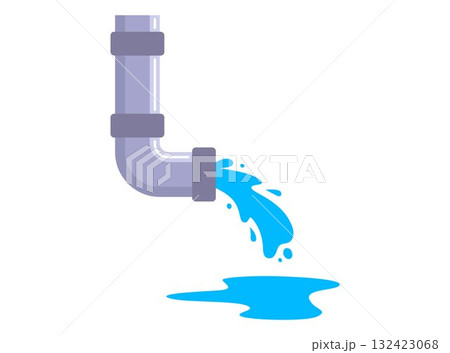 A drainpipe from a house. Water pouring out of the pipe. A drainpipe from a house. Water pouring out of the pipe. 132423068
