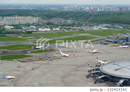 Planes at Vnukovo International Airport. Bird's-eye view. 132423142