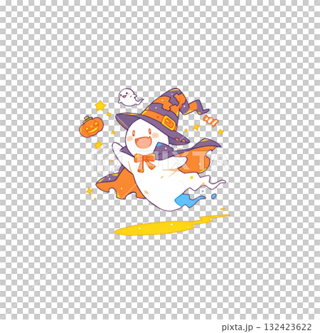 仮装しているおばけのイラスト、素材、背景なし、ハロウィン 132423622