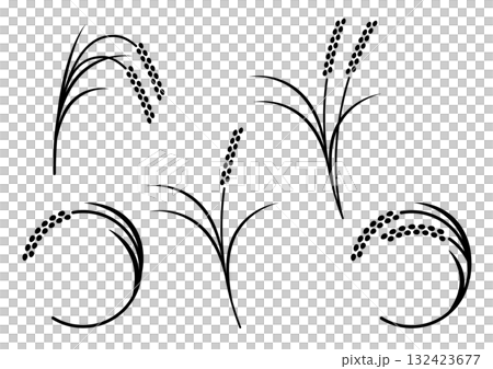Simple silhouette set of rice ears 132423677